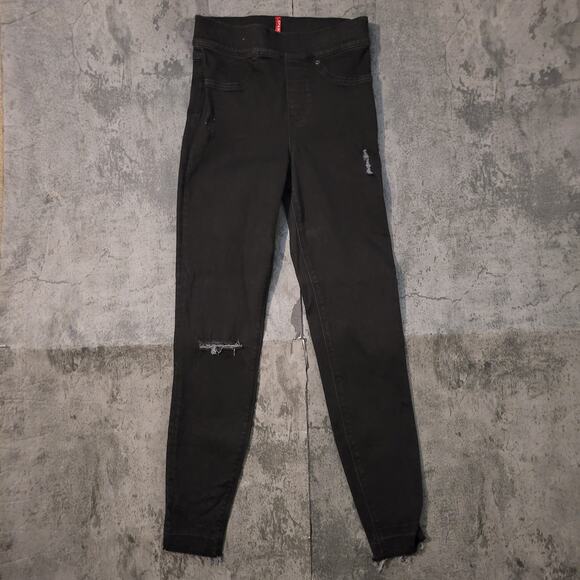 Spanx Distressed Vintage Black Skinny Jeans -Size: XS - Picture 4 of 15
